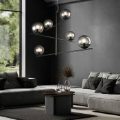 Plafonnier boules noir suspension lampe de table à manger suspension salon, verre fumé, orientable, 6x E14, LxH 115 x 150 cm