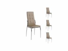 Quatuor de chaises eco-cuir cappuccino - calas - l 46 x l 54 x h 101 cm - neuf