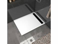 Receveur en acrylique blanc 90x120x4 cm + grilles linéaires chrome et noire - whiteness ii