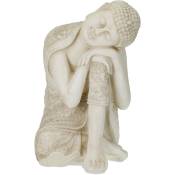 Relaxdays - Statue bouddha xxl, sculpture jardin, hlp 61 x 40,5 x 38 cm, résistant aux intempéries et au gel, blanc crème