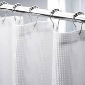 Rideau de douche gaufré, rideau de douche blanc avec tissage gaufré, rideau de douche en tissu texturé gaufré très résistant, rideaux de douche de