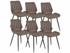 Set de 6 chaises de salle à manger en synthétique polyuréthane marron et métal noir 03_0003724