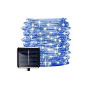 Solaire Ruban Lumineux, 12M 100LED Solar Outdoor String Light fil de Cuivre Tube Extérieur Fairy String Light Imperméable à L'eau (Bleu)