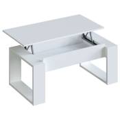 Style moderne Square blanc moderne table basse à plateau relevable salle à manger salle de rangement 45-54x105x55 cm