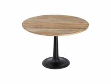 Table à manger ronde bois naturel et métal 115 cm