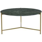 Table basse ronde design en marbre vert et laiton D90