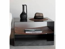 Table d'appoint en métal noir et cuir Azura-42608