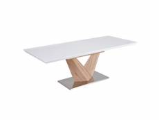 Table extensible rectangulaire blanc et bois 140 cm