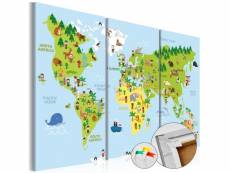 Tableau en liège - children's world [cork map] 60x40 cm