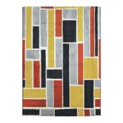 Tapis lumineux effet laineux motifs labyrinthe multicolore 160x230