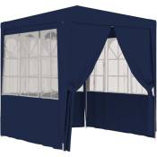 Tente de réception avec parois latérales 2x2 m Bleu 90 g/m² The Living Store Bleu
