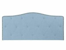 Tête de lit capitonnée coloris bleu en polyester / bois d'hévéa - longueur 146 x profondeur 6 x hauteur 68 cm