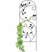Treillis jardin oiseaux fer, Clôture plante grimpante Grille fleurs métal, Arceau rosier, 120 x 40 cm, noir - Relaxdays