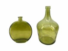 Vase bonbonne en verre augustine (lot de 2) vert