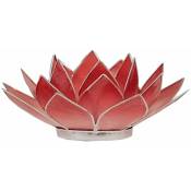 Zen Et Ethnique - Porte Bougie Fleur de Lotus rouge nuancé et argent 1er chakra