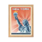 Affiche New York Statue de la Liberté avec Cadre (Bois)