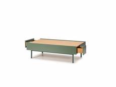 Arista table basse 2 tiroirs - decor chene et vert