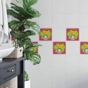 Bibi Blocksberg Sorcière Stickers carrelage rose film adhésif salle de bain enfants Fenêtre Sticker 10 carreaux 15x15 cm - multicolore