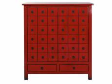 Buffet, meuble de rangement en bois d'orme coloris rouge - longueur 102 x profondeur 42 x hauteur 120 cm