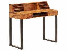 Bureau table meuble travail informatique 110 cm bois solide et acier helloshop26 0502093