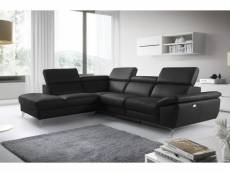 Canapé d'angle relax en 100% tout cuir épais de luxe italien avec relax électrique, 5/6 places kaster, noir, angle gauche
