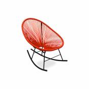 Chaise à bascule Acapulco - Pieds noirs Orange - Acier, Rotin synthétique - Orange