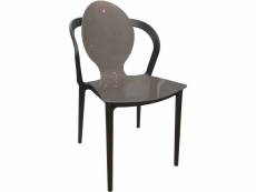Chaise design en polypropylène effet glossy taupe