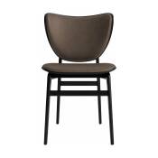 Chaise en chêne noir avec rembourrage en cuir marron