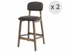 Cliff - chaise de bar vintage marron foncé et bois