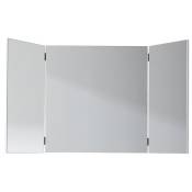 Coiffeuse, meuble de bureau avec miroir coloris blanc mat, blanc brillant - Longueur 120 x hauteur 141 x profondeur 41 cm