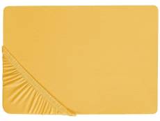 Drap-housse en coton 160 x 200 cm jaune moutarde janbu