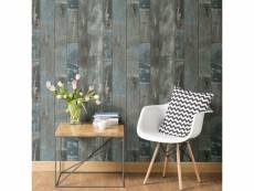 Dutch wallcoverings papier peint bois de rebut gris-bleu