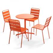 Ensemble table de jardin ronde et 4 chaises orange