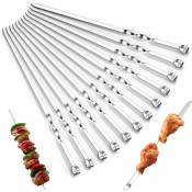 Fei Yu - Brochettes barbecue, inox, brochettes kebab, lot de 20, brochettes grill kebab, réutilisables 38 cm pour campire ou bol à grill, avec