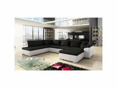 Grand canapé d'angle en u design alia noir et blanc