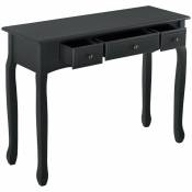 Helloshop26 - Table console d entrée salon avec 3 tiroirs mdf pieds en pin 100 cm noir - Noir