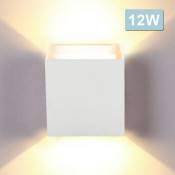 Hengda - Applique Murale led Extérieure Moderne IP65 Escalier Couloir Lampe Carré Up Down Lumière Déco 12W Blanc Blanc Chaud