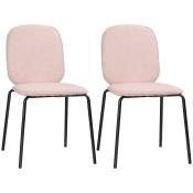 HOMCOM Lot de 2 chaises de salle à manger design moderne en tissu aspect lin et piètement métal 50 x 56 x 83 cm noir