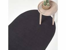 Homescapes tapis ovale tissé à plat en coton noir,