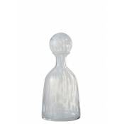 Jolipa - Bouteille deco avec bouchon verre transparent et blanc 31 cm - Transparent