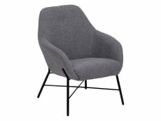 Lagia - fauteuil enveloppant tissu gris et métal noir