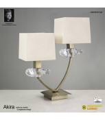 Lampe de Table Akira 2 Ampoules E14, laiton antique avec Abat jour crèmes