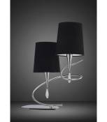 Lampe de Table Mara 2 Ampoules E14, chrome poli avec Abat jour noirs