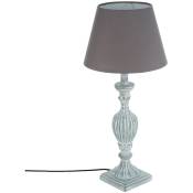 Lampe Patine en bois - H.56 cm - - Gris