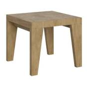 Les Tendances - Petite table carrée 90-90cm extensible 10 personnes 90 à 246cm bois clair Naxo-Support 4 pieds
