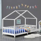 Lit pour enfants avec côtés et barrières forme d'une maison 90x200 cm diverses couleurs Couleur : Blanc