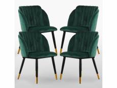 Lot de 4 chaises de salle à manger en velours vert émeraude, milano - style vintage & design - salon, chambre