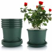 Lot de 6 Pot de Fleur Interieur Pots de Plantes en Plastique avec Trous de Drainage et Plateaux pour Maison Bureau Jardin - 19cm