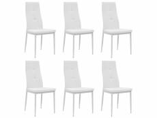 Lot de chaises de salle à manger 6 pcs blanc similicuir - blanc - 43,5 x 43 x 96 cm