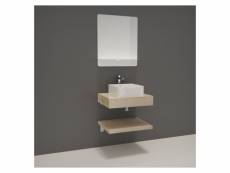 Meuble de salle de bain will - plan épais 60 cm + plan fin + equerres + vasque + miroir